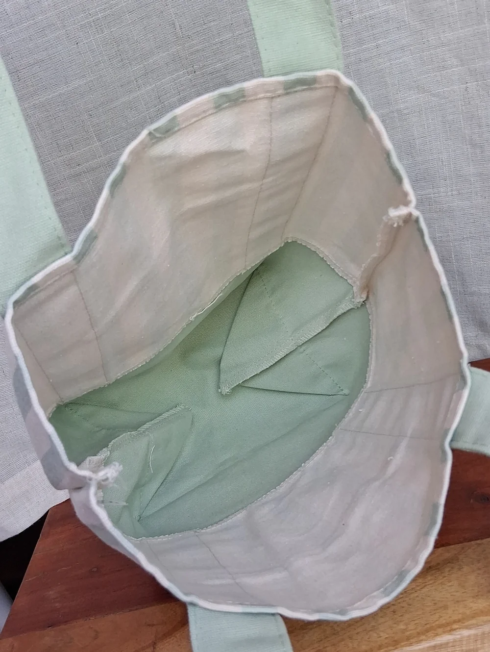 Trader Joe's Striped Mini Canvas Tote Bag Green